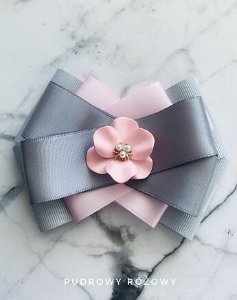 Pudrowa  Brosza  z różowym kwiatem  3d NOWOŚĆ, Pudrowy Różowy
