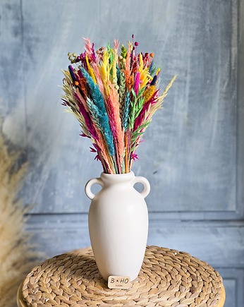 Kolorowy bukiet z suszonych kwiatów, traw i zbóż, BohoSuszki