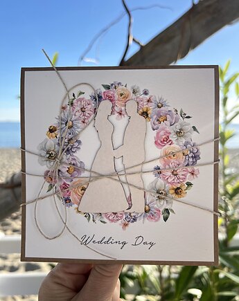 Kartka ślubna Wedding Day handmade wedding card życzenia ślubne po angielsku, sorte
