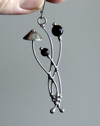 Kolczyk z grzybem z awenturynem, biżuteria leśnej czarownicy w stylu boho, Yadovito