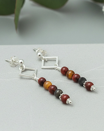 Kolczyki z tygrysim okiem brązowe kolczyki  SREBRO 925, Yamira Art Studio