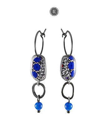 Kolczyki Blue Chain z jadeitem - długie, Olga Zielińska