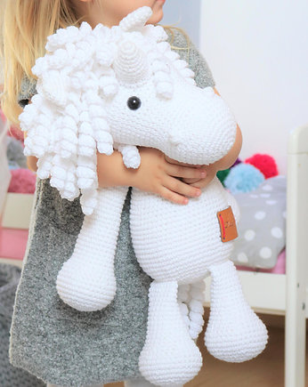 Biały handmade jednorożec w rozmiarze XL, Made of Weaves