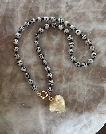 Naszyjnik Jaspis Dalmatyńslki  i Onyks Serce, Chmolowska Jewellery
