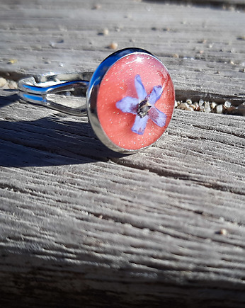 Mały pierścionek z niezapominajkami, Figa handmade accessories