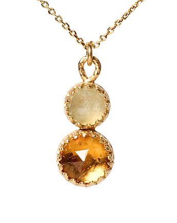 Złoty wisiorek Dream z zielonym prehnitem i cytrynem, Blooming Stones