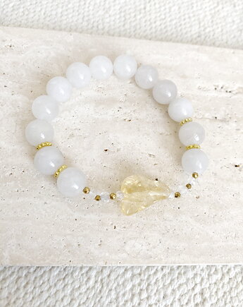 Bransoletka z jadeitów, kryształów i cytrynu- stal szlachetna pozłacana, Coccola JEWELLERY