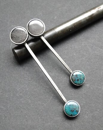 Kolczyki srebrne 3w1 obsydian, Memero