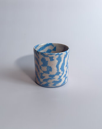 Czarka / kubek nerikomi błękitno-różowy kratka II, mezkla studio