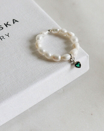 Pierścionek Heart Pearl, Chmolowska Jewellery