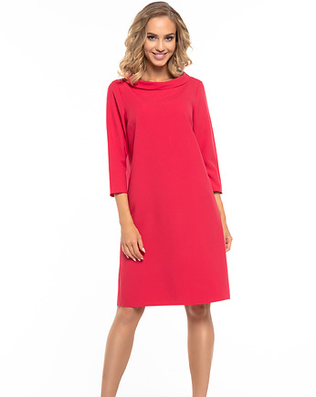 Elegancka sukienka z tkaniny, model T245, czerwona, TESSITA