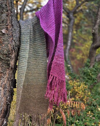 Puchate ombre z różem / szal, agat handmade