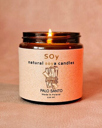 Świeca sojowa Palo Santo,  zapach relaksu i oczyszczenia, SOy