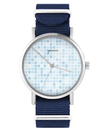 Zegarek - Pixel niebieski - granatowy, nylonowy, yenoo