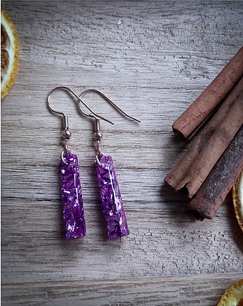 Kolczyki słupki, fioletowe, Figa handmade accessories
