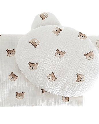 Zestaw muślinowy poduszka miś+ otulacz Teddy PZ, Bajkowe Wnetrza