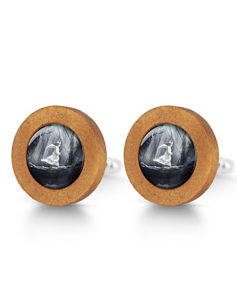 Magiczny las - drewniane spinki do mankietów