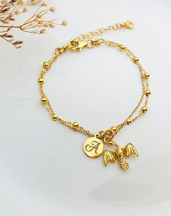 Bransoletka  ze smokiem, złoty smok, Anemon Atelier