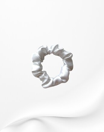 Jedwabna scrunchie gumka frotka mini biała, Zdunetti