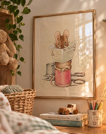 PLAKAT pokój dziecka ilustracja Beatrix Potter grafika myszka, black dot studio