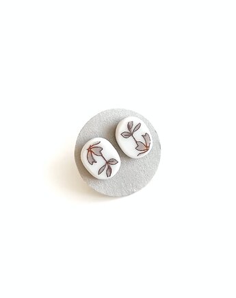 Kolczyki ceramiczne w kwiaty, biżuteria z talerzy