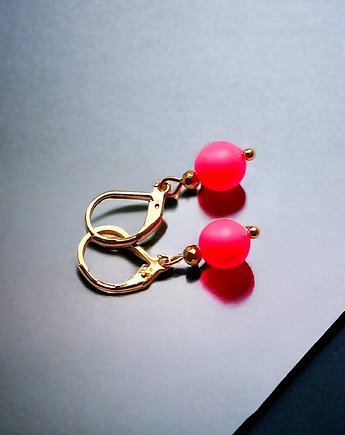 Swarovski neon pearls : neon red : drobne kolczyki, kaktusia