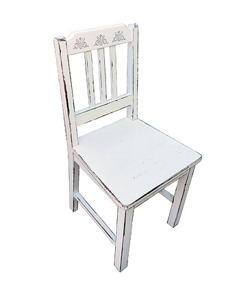 Postarzane krzesło z rzeźbieniem - świerkowe, evadesign