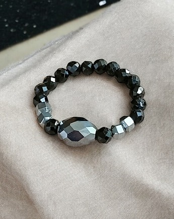 Pierścionek PREMIUM :: krzem, turmalin, hematyt - PIERŚCIONEK, kaktusia