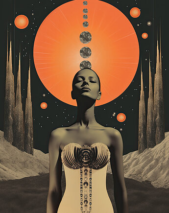 Plakat / Surrealistyczny Kolaż / Kobieta, balance