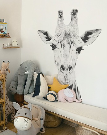 Żyrafa Czarno Biała - Naklejka Na Ścianę Do Pokoju Dziecka, OKAZJE - Prezent na Chrzciny