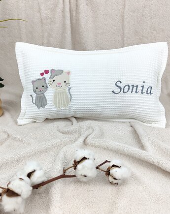 Personalizowany prezent dla dziecka - imienna poduszka z kotkami, Enitka Sweet Baby Room