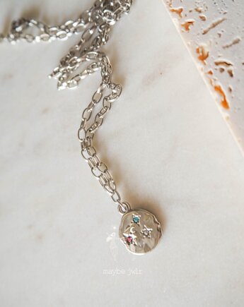 Łańcuszek srebrny medalik z motywem gwiazd, MAYBEJWLR