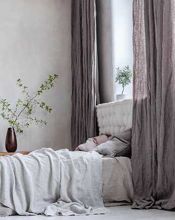 Zasłona z Miękkiego Lnu Stonewashed - taupe, LUMIO