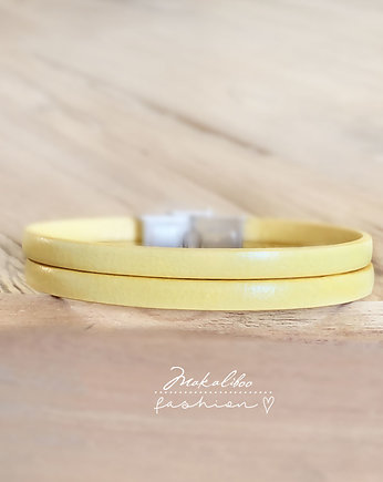 Bransoletka skórzana - YELLOW simple, Makaliboo