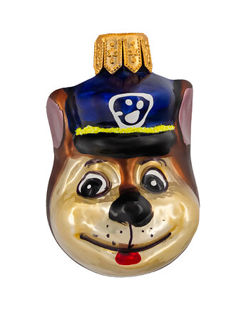 Bombka choinkowa szklana ręcznie malowana: Pies Policjant Chase: mini, Syn Bombkarza