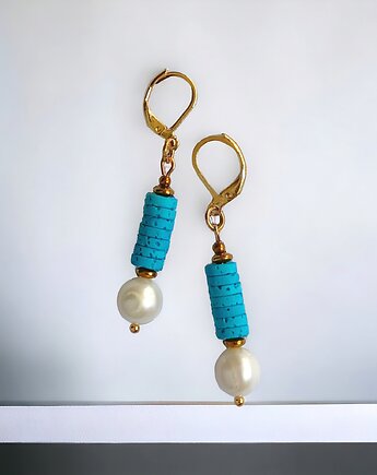 Kolczyki: kolekcja summer ocean: PERŁY & LAWA turkusowa, kaktusia