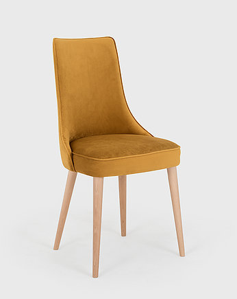 Wygodna klasyczne krzesło KIKO - żółte pomarańczowe, buk naturalny, CustomForm
