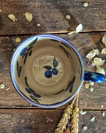 Ilustracja borówki, kubek jagodowy, kubek w borówki, 350 ml, Fiona Ceramics