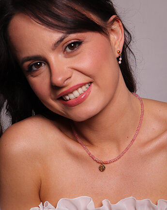 Naszyjnik jadeit różowy z zawieszką, Bring Biżuteria