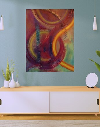 INFERNO 70x90 cm Akryl na płótnie Duży obraz Abstrakcja do salonu, Joanna Bilska