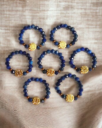 Pierścionek : lapis lazuli i złoty hematyt, kaktusia