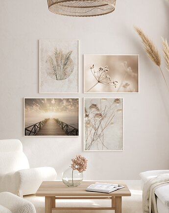 ZESTAW PLAKATÓW -  Natura boho 4 szt, raspberryEM