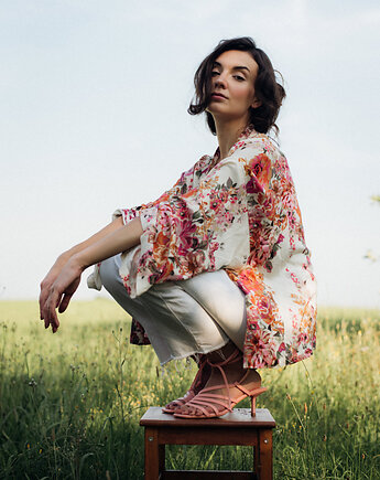Kimono Flower Ecru SHORT, Hippie and Bloom