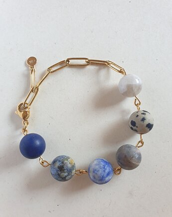 Bransoletka FANABERIA kulki, labradoryt, lapis lazuli, jaspis oceaniczny, modesign