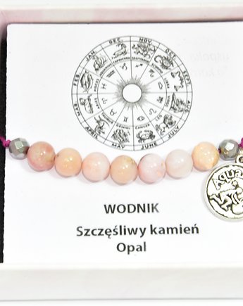 Bransoletka na sznurku Zodiak Opal Hematyt Kamień naturalny, Lacasilla