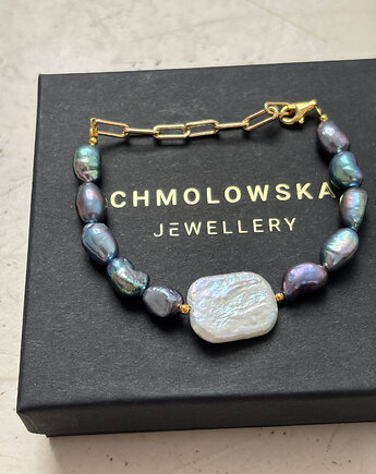 Bransoletka unikat Perły Granatowe, Chmolowska Jewellery