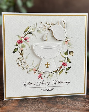 Pamiątka Chrztu Świętego dla dziewczynki - kartka z kopertą, 23a, Anna Art and Crafts
