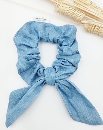 Scrunchie/frotka len niebieska, wu handmade