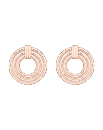 Masywne okrągłe kolczyki retro z różowego złota, OSOBY - Prezent dla Kobiety