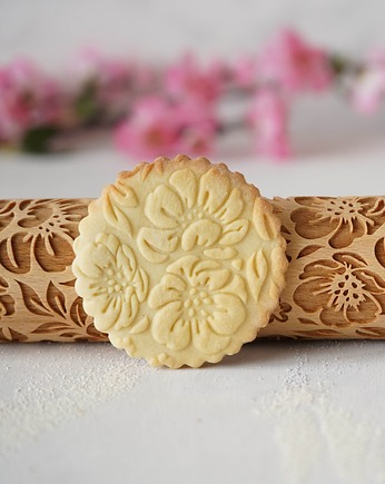 VINTAGE FLOWERS - grawerowany wałek do ciasta, MOOD for WOOD
